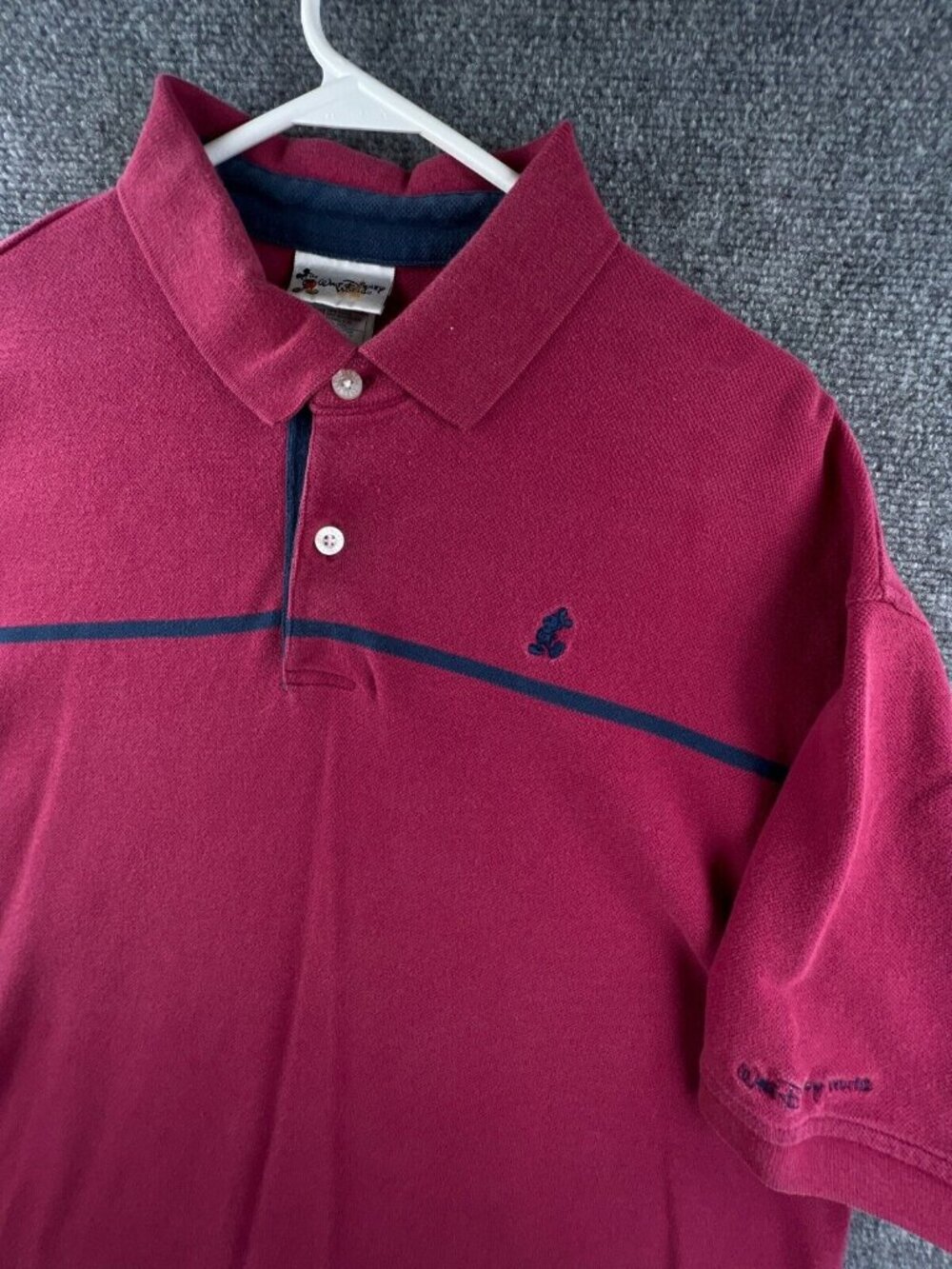 Walt Disney World Short Sleeve Polo Shirt Mens XL Red Cotton Mickey Mouse Logo